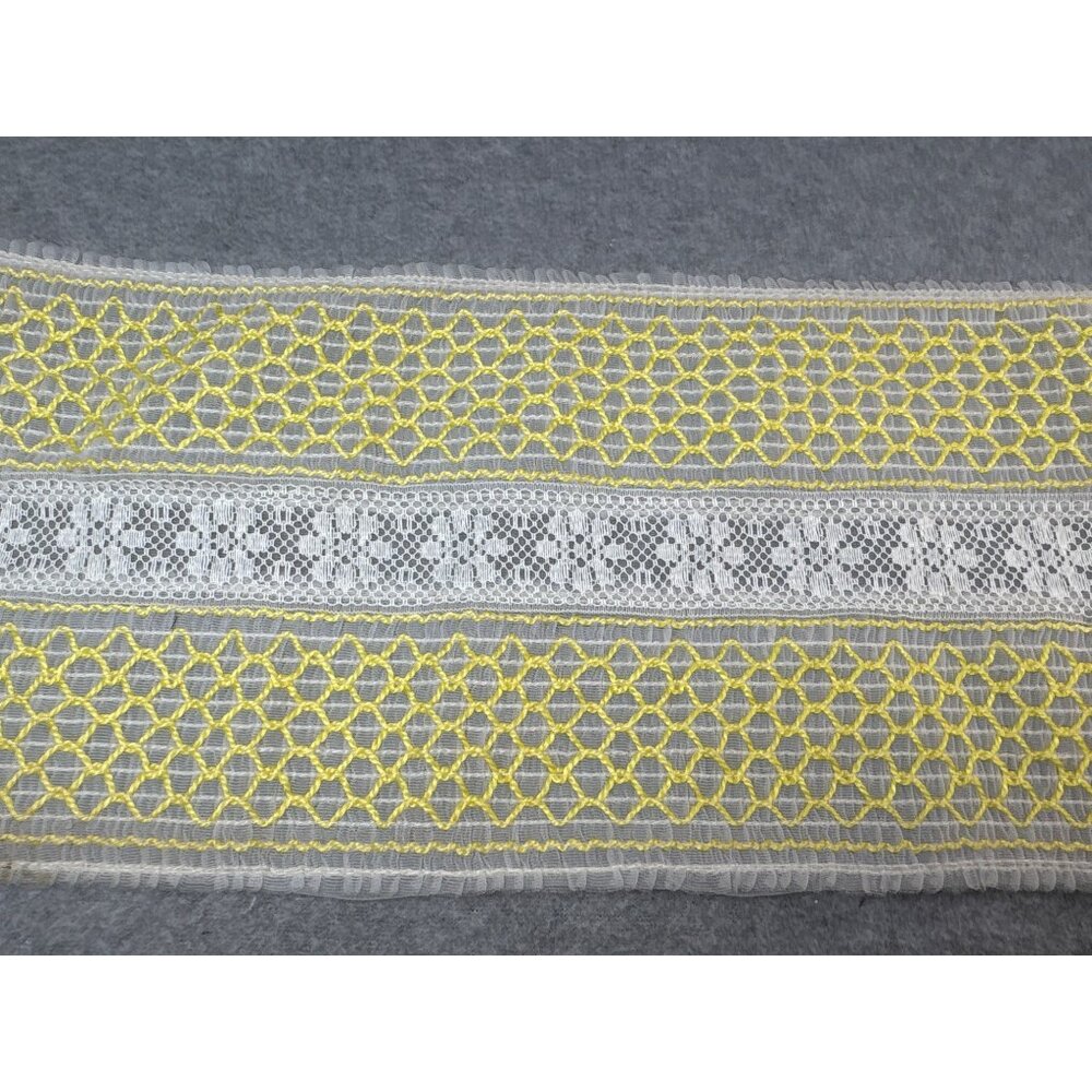 Vintage Yellow & White Insertion Entredeux Trim 5.5" x 4 yards